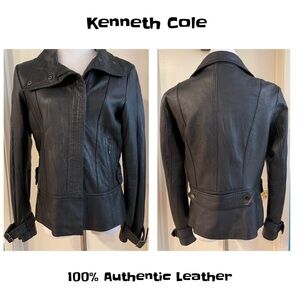 Kenneth Cole AUTHENTIC LEATHER Moto Motorcycle Jacket Worn Once SZ M